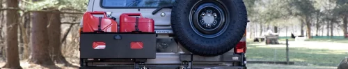 BW80-4132 Dobinsons 60 Series Rear Bumper with Tire and Jerry Can Carrier FJ60 FJ62 Series 1985 onwards (1)