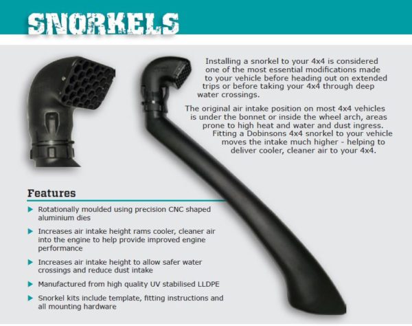 Dobinsons snorkel features and benefits