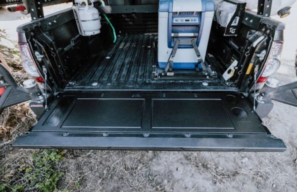 Divided surface - All Pro 2005+ Tacoma Overland Tailgate Table in use