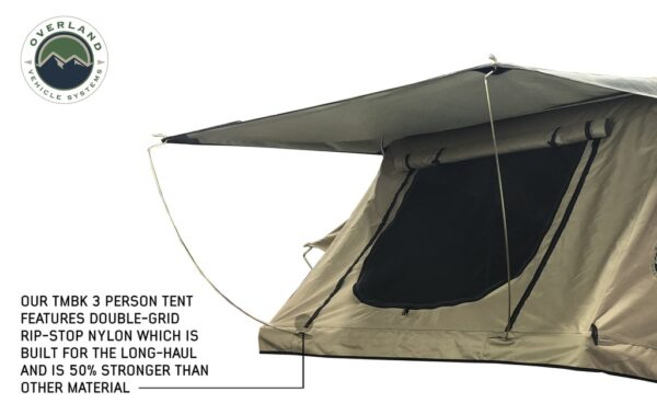 OVS TMBK 3 Roof Top Tent - Tan Base With Green Rain Fly, Black Aluminum Base, Black Ladder 18019933