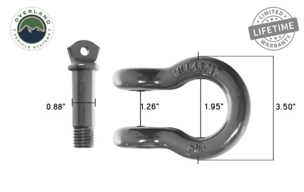 OVS Recovery Shackle 3/4" 4.75 Ton Grey - Sold In Pairs 19019903