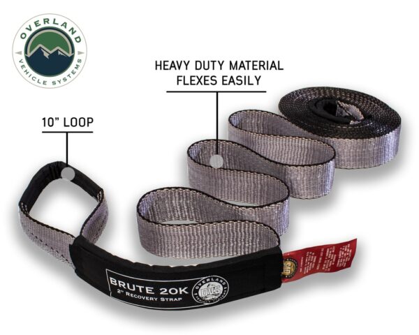 19059916 OVS TOW STRAP 20,000 LB. 2″ X 30′ GRAY WITH BLACK ENDS & STORAGE BAG