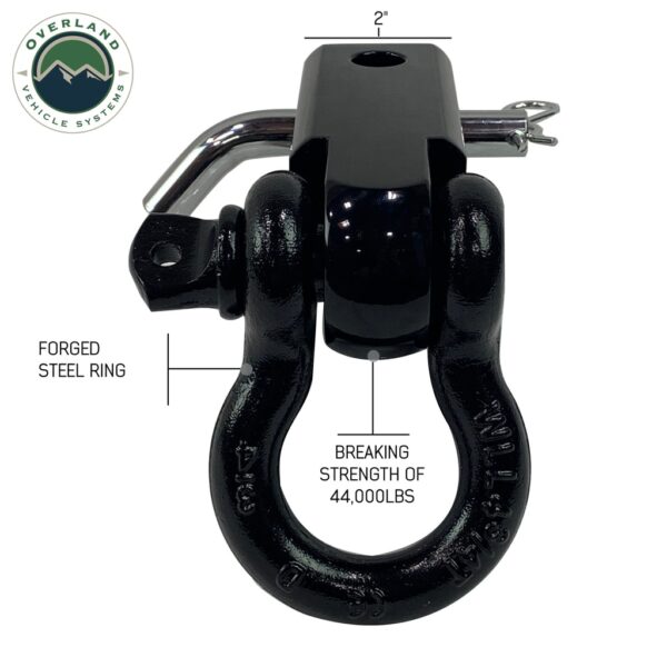 OVS RECEIVER MOUNT RECOVERY SHACKLE 3/4″ 4.75 TON WITH DUAL HOLE BLACK & PIN & CLIP 19109901