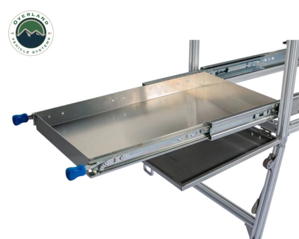 OVS KOMODO CAMP KITCHEN – DUAL GRILL, SKILLET, FOLDING SHELVES, AND ROCKET TOWER – STAINLESS STEEL