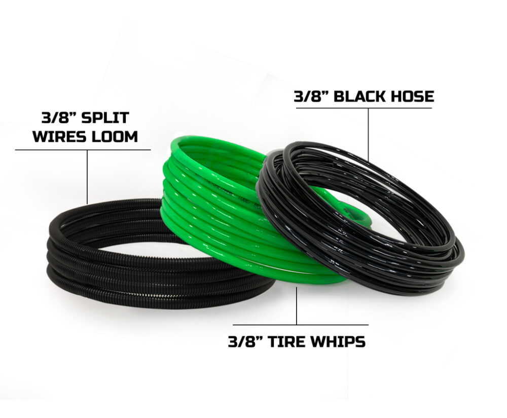 Hoses & Storage Bag Up Down Air 4 Tire Inflation System Black Universal with Box Fittings 