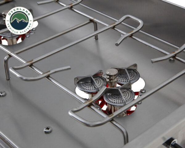 OVS Komodo Camp Kitchen - Dual Grill, Skillet, Folding Shelves, and Rocket Tower - Stainless Steel