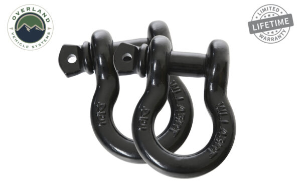 19019901 Overland Vehicle Systems Recovery Shackle 3/4″ 4.75 Ton Black – Sold In Pairs