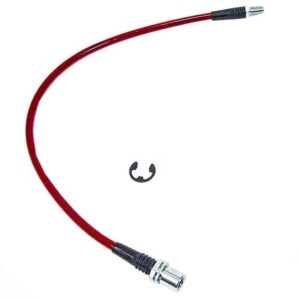 Single red stainless braided brake line
