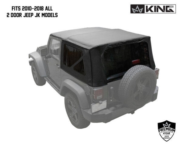 King 4WD Premium Jeep JK 2 Door Soft Top w Tinted Windows 2010-2018