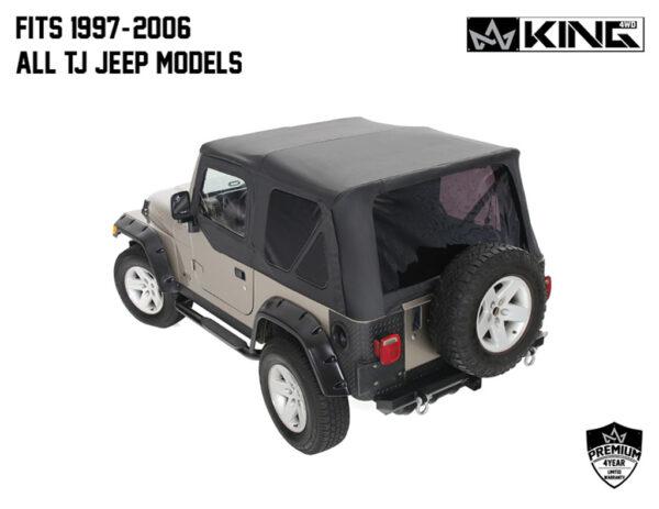 King 4WD Premium Soft Top with Tinted Windows with Upper Doors Jeep TJ Wrangler (1)