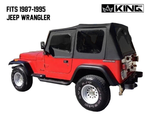 King 4WD Premium YJ Wrangler Soft Top with Tinted Windows with Upper Doors