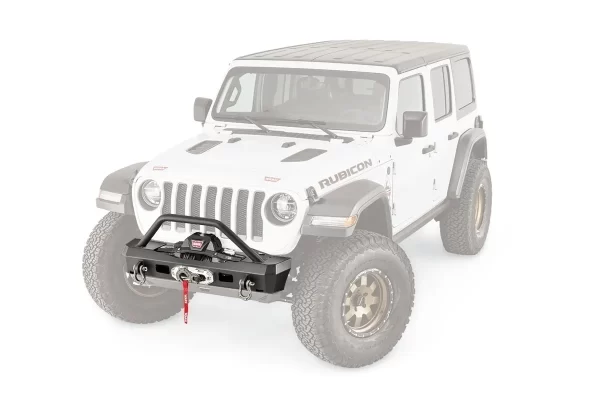 WARN 101330 Elite Series Stubby Front Winch Bumper for 2018-2023 Jeep Wrangler JL and 2020-2023 Jeep Gladiator JT