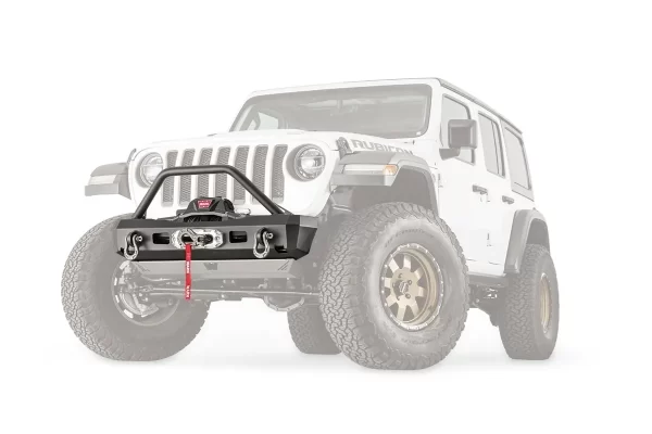 WARN 101330 Elite Series Stubby Front Winch Bumper for 2018-2023 Jeep Wrangler JL and 2020-2023 Jeep Gladiator JT