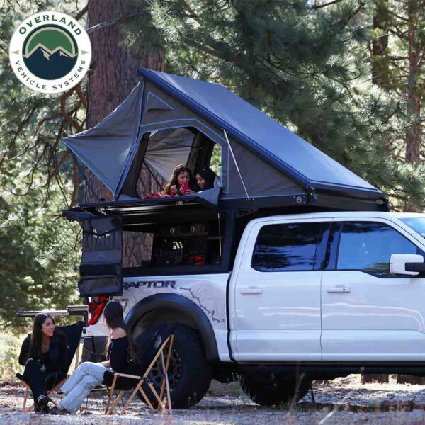 MagPak - Camper Shell with Roof Top Tent Combo With Lights Rear Molle Panel Side Tie Downs Front + Rear Windows from Overland Vehicle Systems