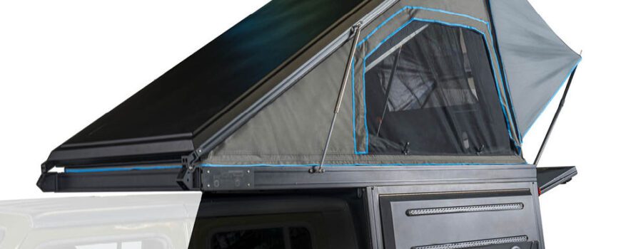 MagPak - Camper Shell with Roof Top Tent Combo With Lights Rear Molle Panel Side Tie Downs Front + Rear Windows from Overland Vehicle Systems