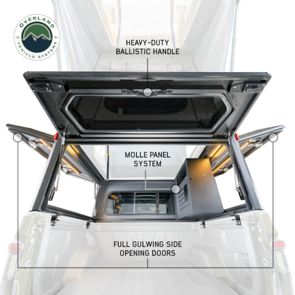 MagPak - Camper Shell with Roof Top Tent Combo With Lights Rear Molle Panel Side Tie Downs Front + Rear Windows from Overland Vehicle Systems