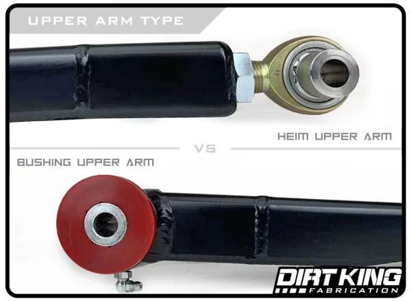 Dirt King Toyota and Lexus Front Long Travel Kit compare heim or bushing joints