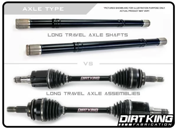 Dirt King Toyota and Lexus Front Long Travel Kit compare axle shafts or full axle assemblies