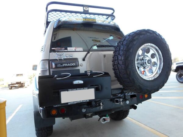 Dobinsons Rear Bumper with Tire and Jerry Can Carrier Prado 90 & 95 RZJ90, VZJ90, KZJ90, KDJ90, RZJ95, VZJ95, KZJ95, KDJ95