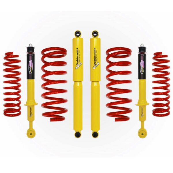 Dobinsons twin tube strut and shock yellow shocks and red struts