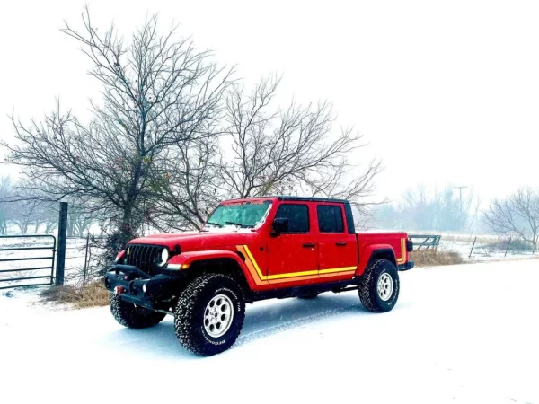 Rustys Jeep JT Gladiator Lift Kit installed in the snow